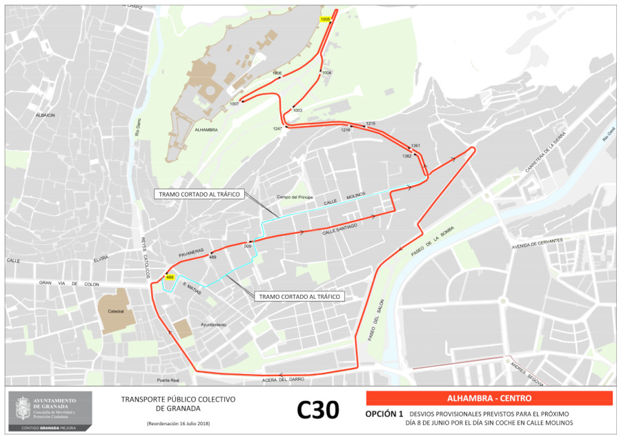 Diversion bus line C30 II Vive Tu calle Realejo Granada
